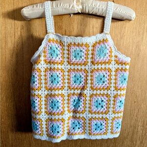 Rare Editions Kids Crochet Camisole - Pink, Blue, Gold
